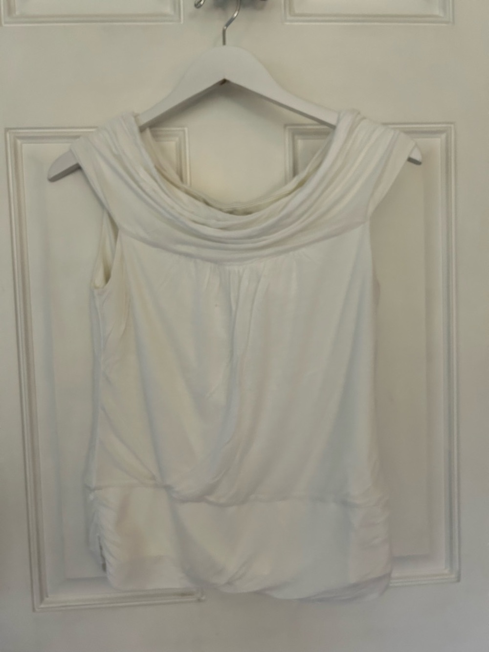 White House Black Market Ivory Draped Cowl Neck Tank